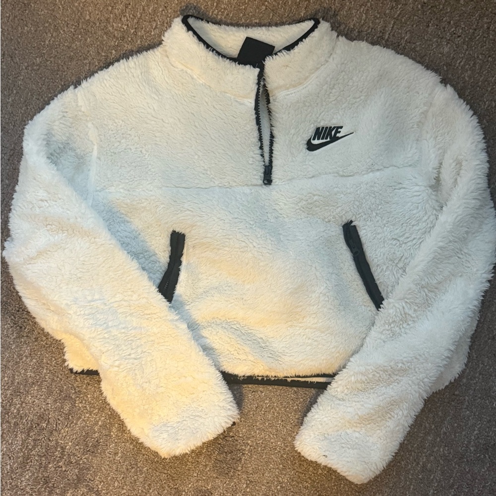 Nike Women's Cropped White Fleece Jacket